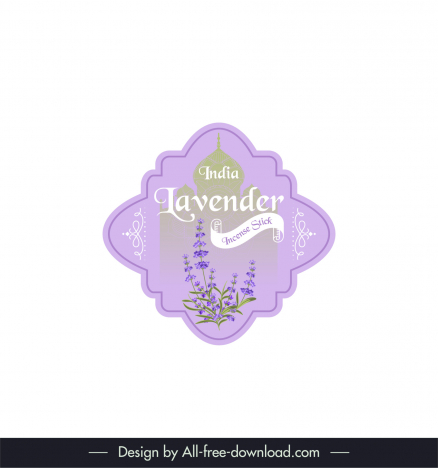 label india incense stick lavender template elegant symmetric design flat indian elements flowers decor