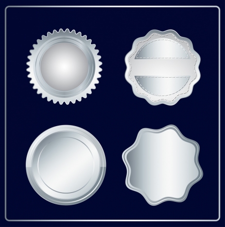 label templates collection various silver shapes