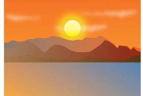 lake and mountain sunset landscape