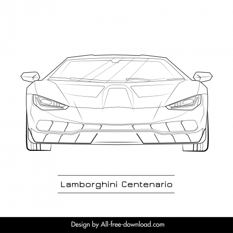 Lamborghini centenario car icon flat symmetric black white front view sketch  Vectors graphic art designs in editable ai eps svg cdr format free and  easy download unlimit id6925997