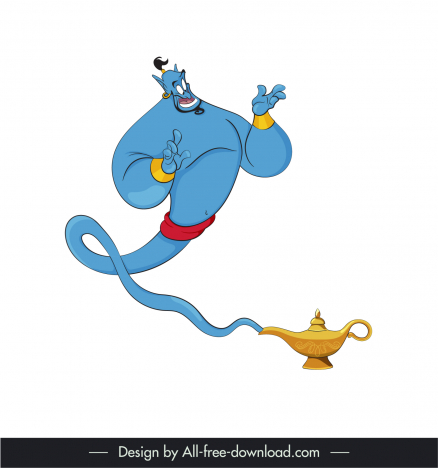 Lamp genie aladdin cartoon character icon dynamic cartoon sketch vectors  stock in format for free download 162 bytes