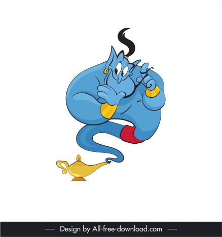 Lamp genie aladdin cartoon character icon funny transformed man sketch  vectors stock in format for free download 162 bytes