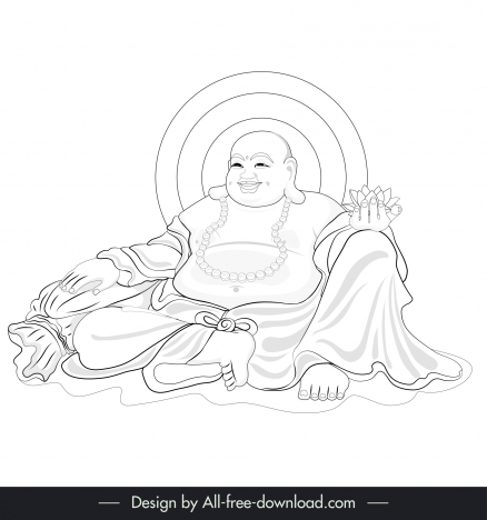 Buddha Drawing Wall Sticker - TenStickers-omiya.com.vn