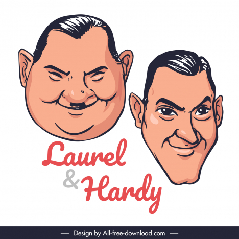 Laurel and hardy faces icons handdrawn cartoon sketch vectors stock in  format for free download 162 bytes