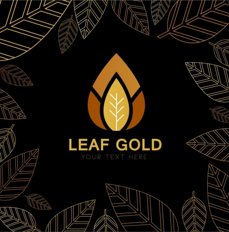 leaves background golden icon decoration