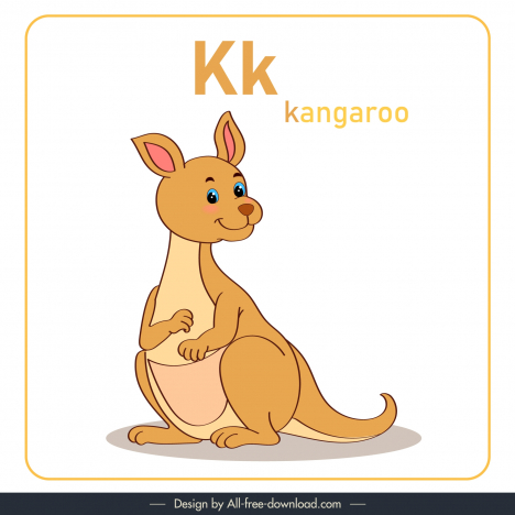 letter k alphabet design elements cute handdrawn cartoon kangaroo