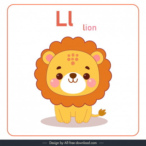 letter l alphabet design elements flat cute handdrawn lion