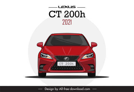 lexus ct 200h 2021 car model icon modern flat front view design