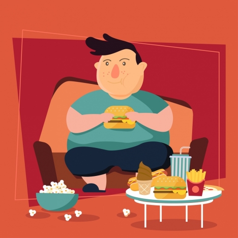 lifestyle background fat boy fast food icons decor