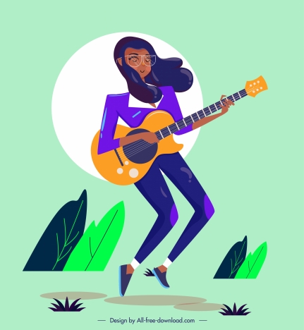 10 Woman Guitar Barefoot Illustrations RoyaltyFree Vector Graphics   Clip Art  iStock