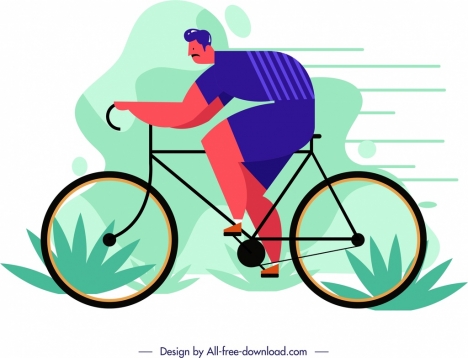 lifestyle painting male cyclist icon cartoon character sketch