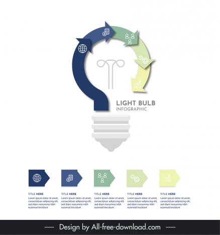 light bulb infographic template elegant bright arrows shape