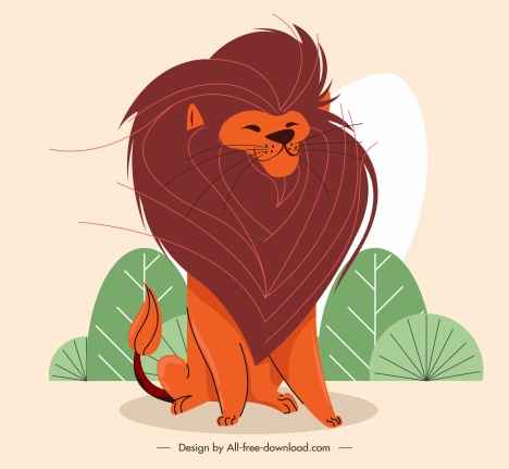 Lion icon colored handdrawn cartoon sketch vectors stock in format for ...