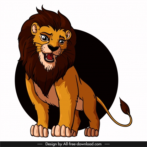 lion icon cute colored cartoon character sketch