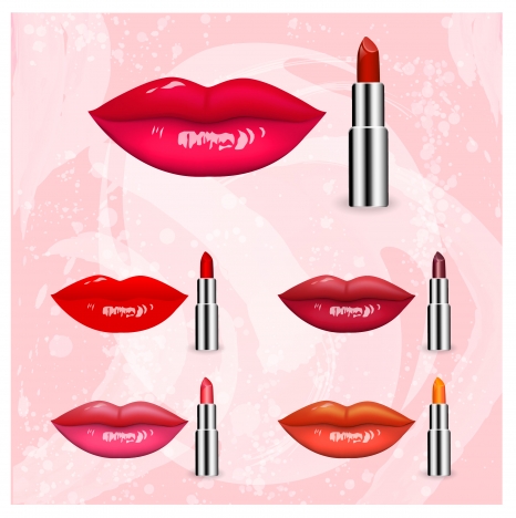 lips and lipsticks collection vector illustration