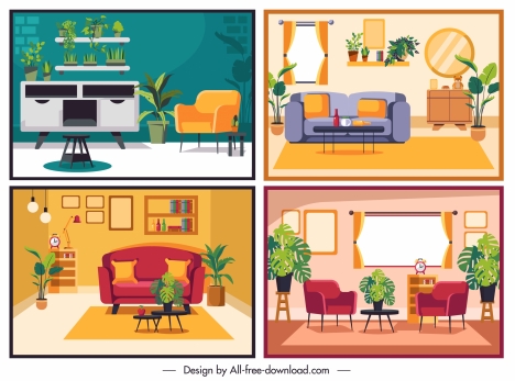 living room decor templates colorful classical design
