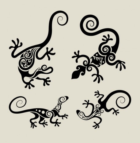 Lizard Ornament Symbols Vector