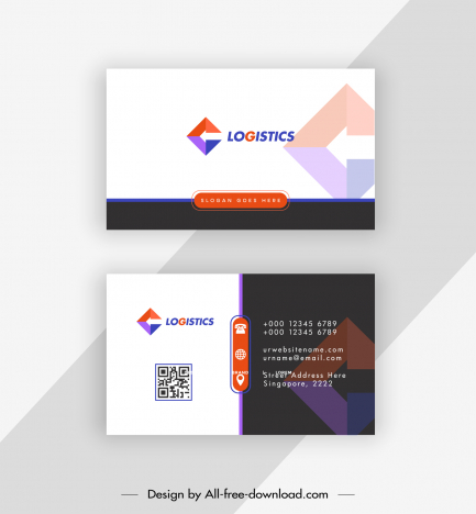 logistics business card template modern flat elegant blurred geometric logotype decor