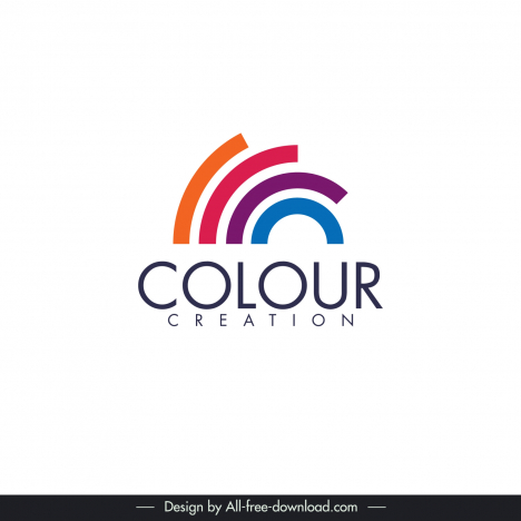logo colour creation template elegant modern flat raibow curves texts