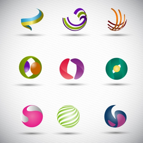 Logo design elements in 3d abstract spheres shapes vectors stock in ...