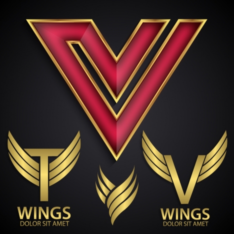 logo design elements with wings illustration