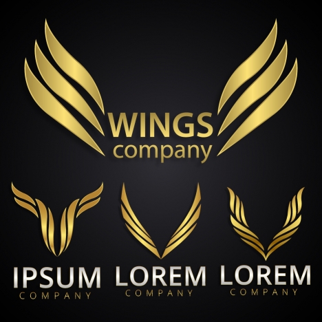 logo design elements with yellow wings illustration