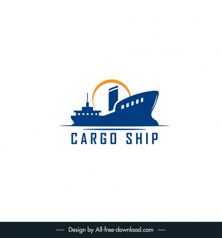 logo in the form of a cargo ship template flat silhouette design