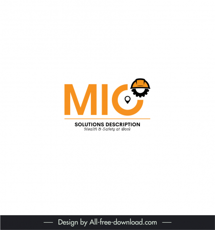 logo mico solutions description template flat stylized texts helmet gear sketch