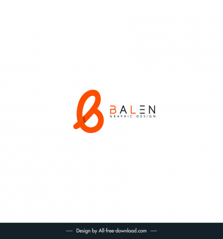 logo name balen template elegant flat modern design curved stylized texts outline