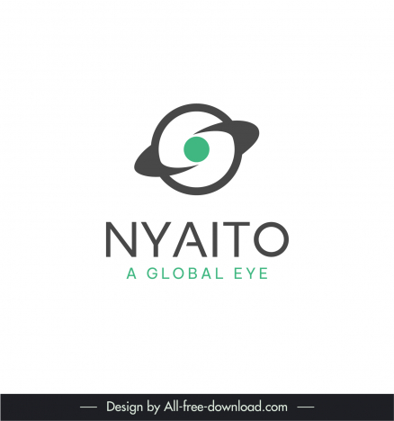 logo nyaito global eye template flat dynamic round curves texts outline