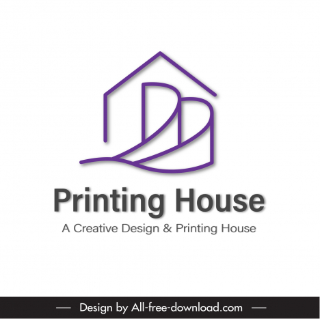 logo printing house template flat house curves sketch