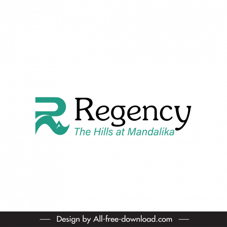 logo regency the hills at mandalika logo template elegant flat stylized texts sketch