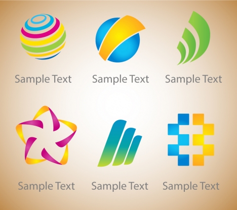 logo sets design with bright colors