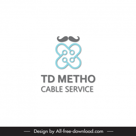 logo td metho cable service template flat symmetric wire moustache outline