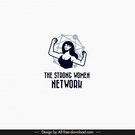 logo the strong women network template black white cartoon sketch