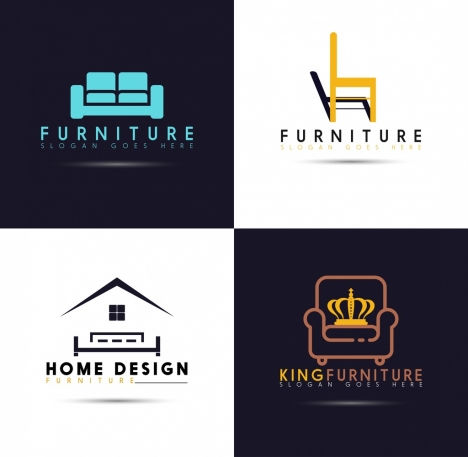 logotypes isolation furniture icons flat design