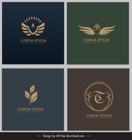 logotypes templates wings leaf sketch flat classic