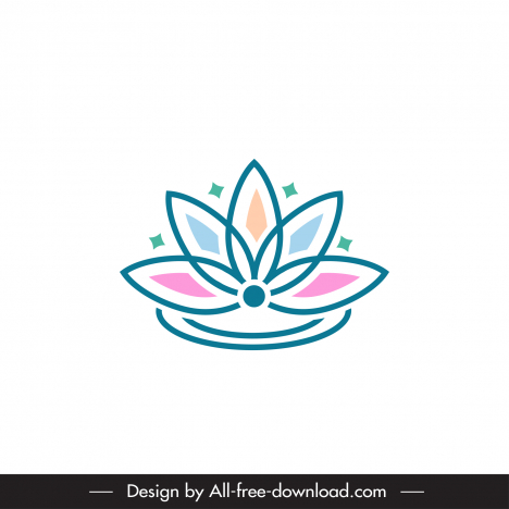 lotus logotype icon flat symmetric sketch