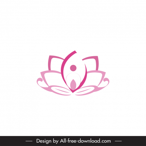 lotus sign icon flat pink symmetry outline