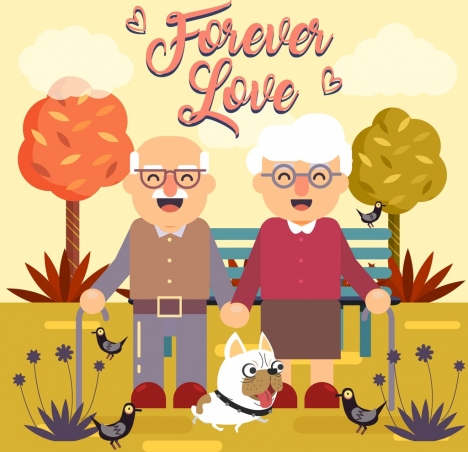 Love background old couple pets icons cartoon design vectors stock in  format for free download 