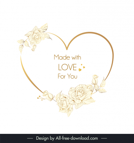 love design elements elegant gold rose heart
