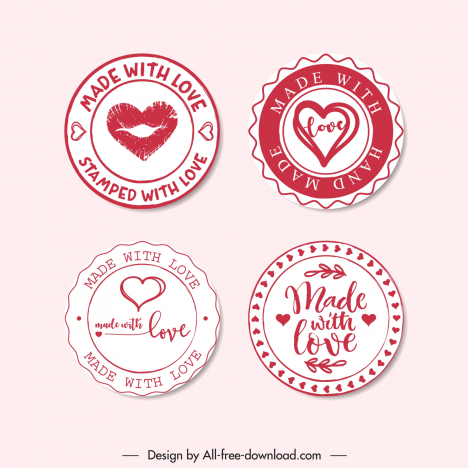 love stamp templates red hearts circle shapes