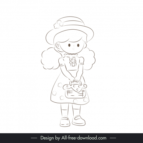 lovely design elements handdrawn cartoon character  outline