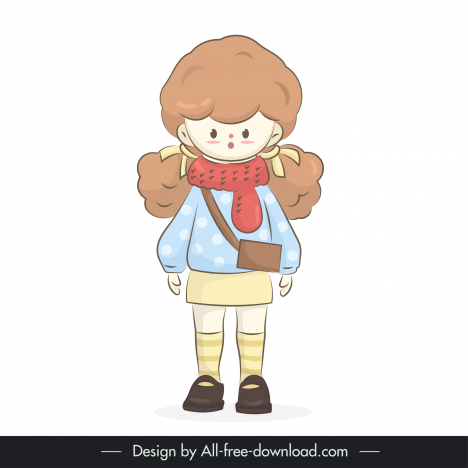 lovely girl design elements cute cartoon character
