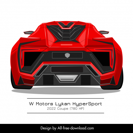lykan hypersport car advertising template symmetric back view sketch