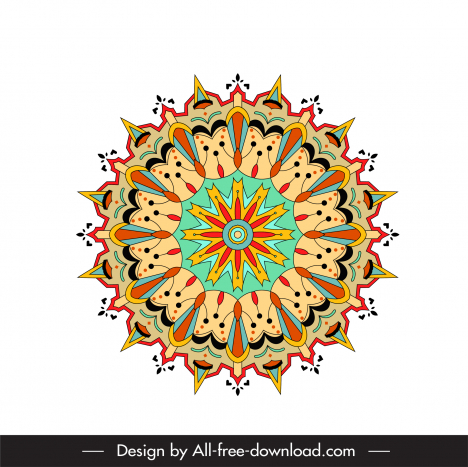 mandala buddhism icon colorful symmetric illusion circle shape design