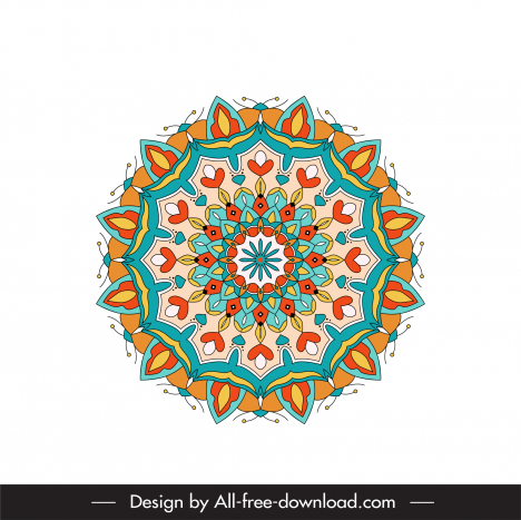mandala buddhism icon colorful symmetrical floral illusion circle shape design