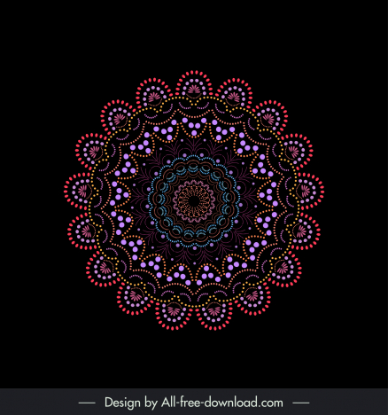 mandala flower icon elegant dark symmetric circle shape design