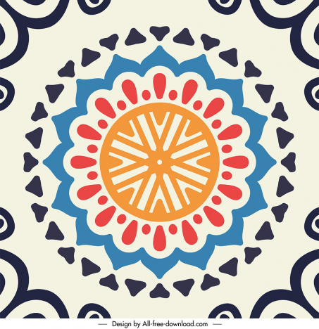 mandala pattern template flat classical symmetric floral shape outline