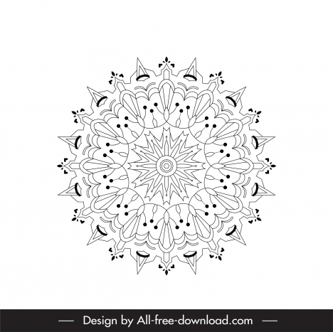 mandala sign icon black white symmetric illusion circle sketch